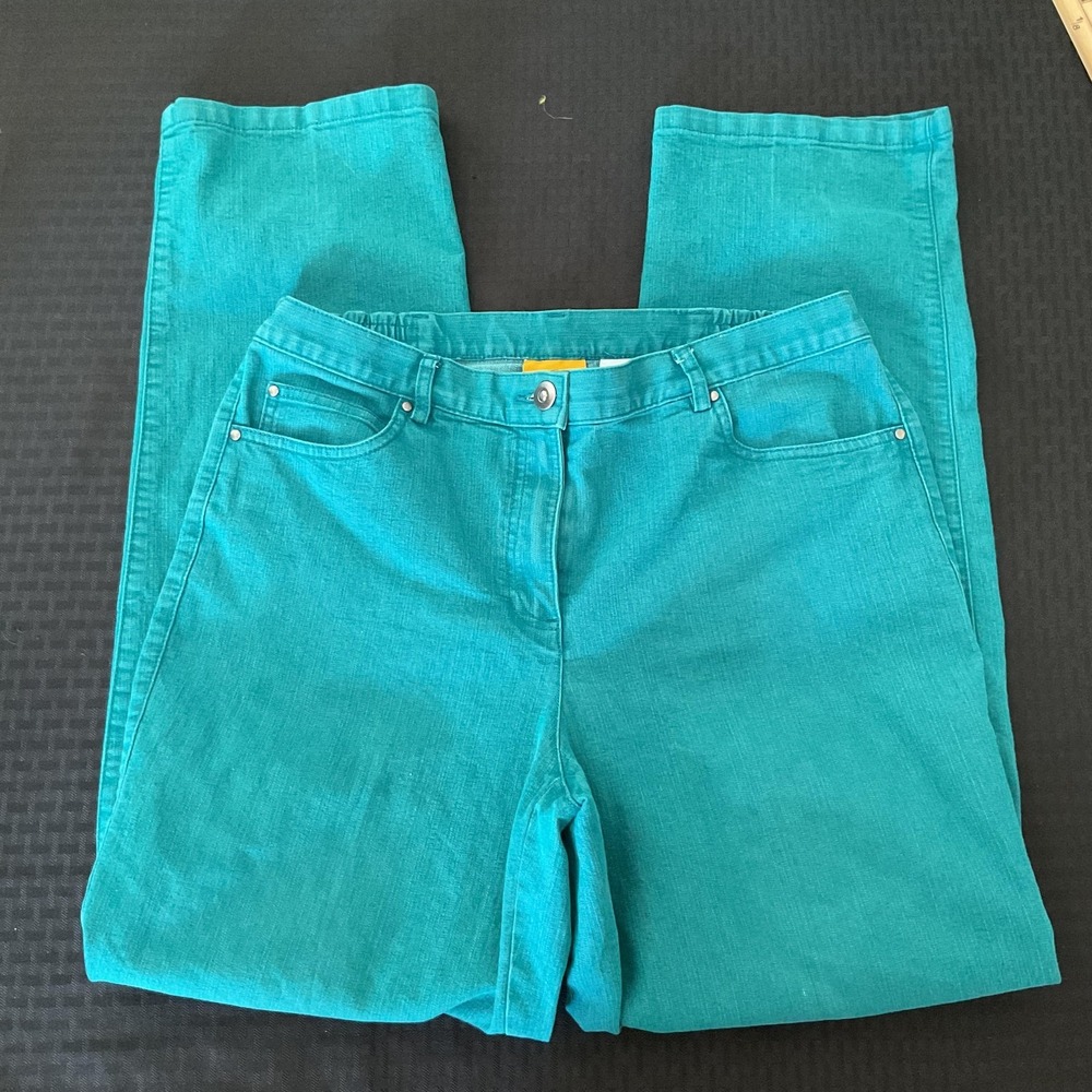 Ruby Rd. Jeans Womens 6 Turquoise High Rise Straight Relaxed Fit Stretch Denim - Picture 2 of 9